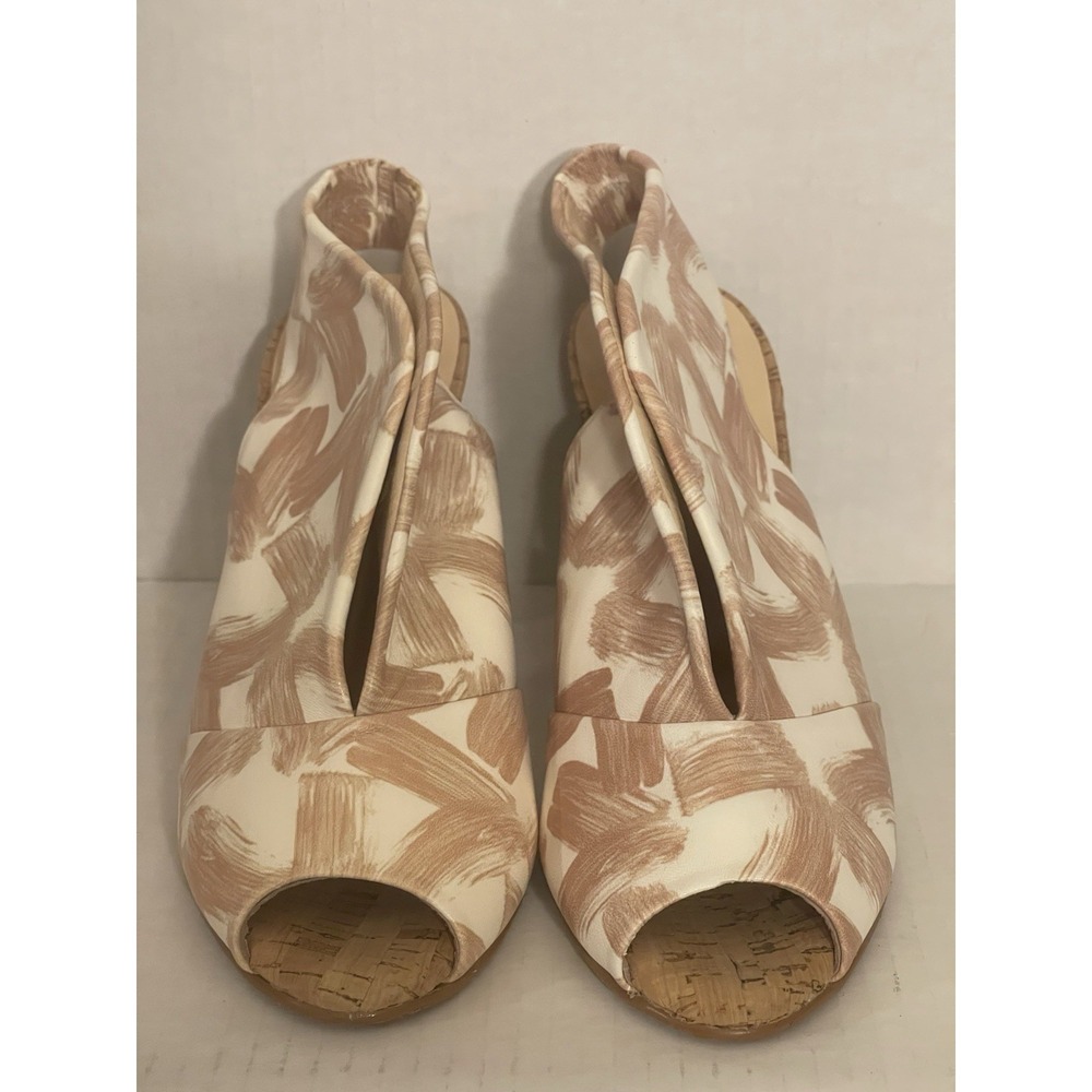 Brenda Zero Peep‎ Toes Shoes SZ EU 37 Cream And Tan Swirl Sling Back Bootie Heel